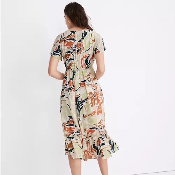 Madewell Flutter Sleeve Ruffle Waist Midi Dress - Picture 3 of 10
